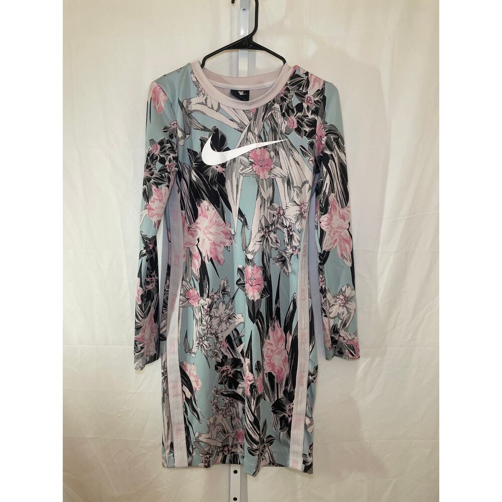Nike Hyper Femme Floral Print Dress - Womens Size M - White and Blue
